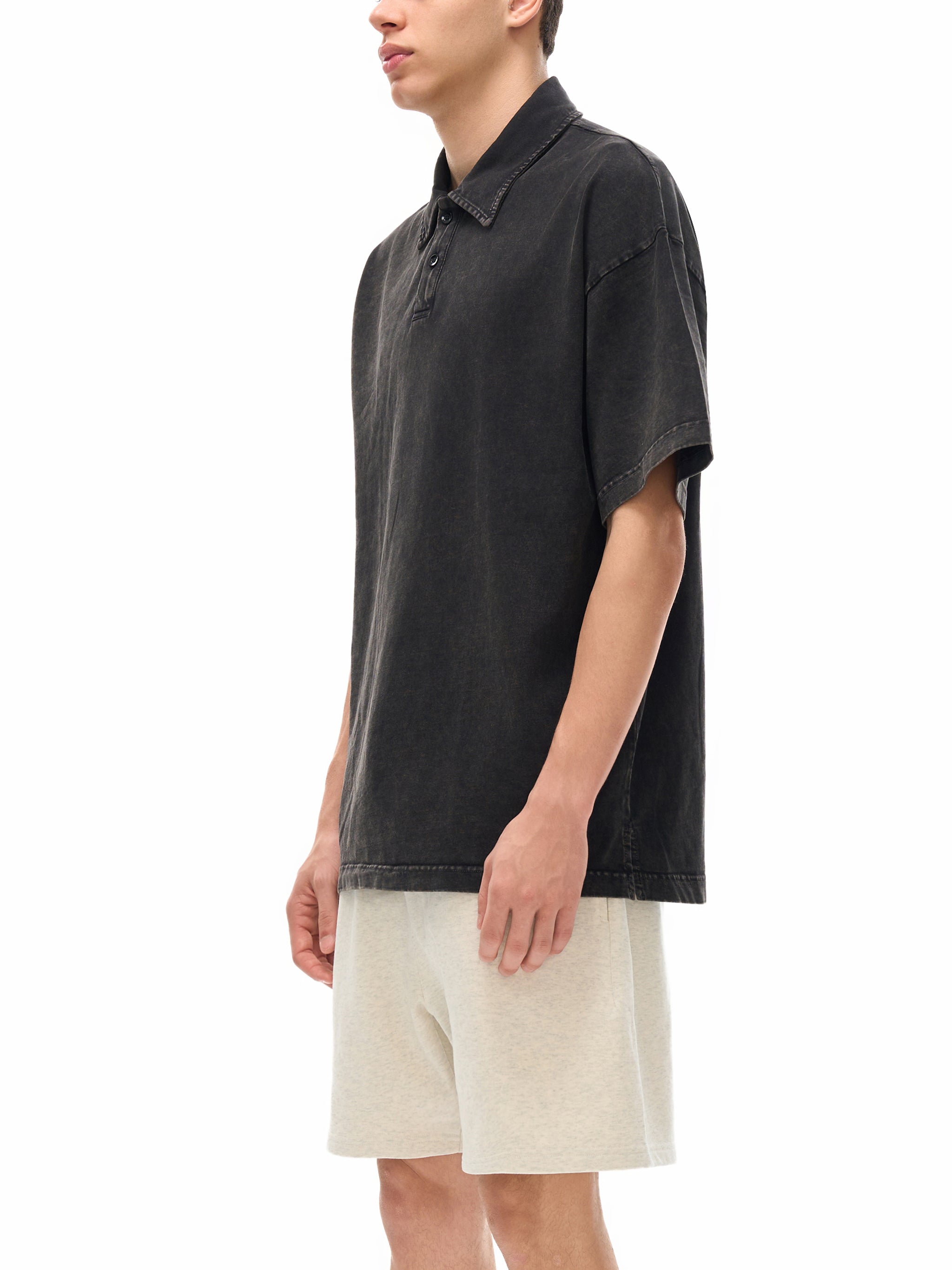 4GVIN "By His Blood" Acid Wash Polo – Charcoal