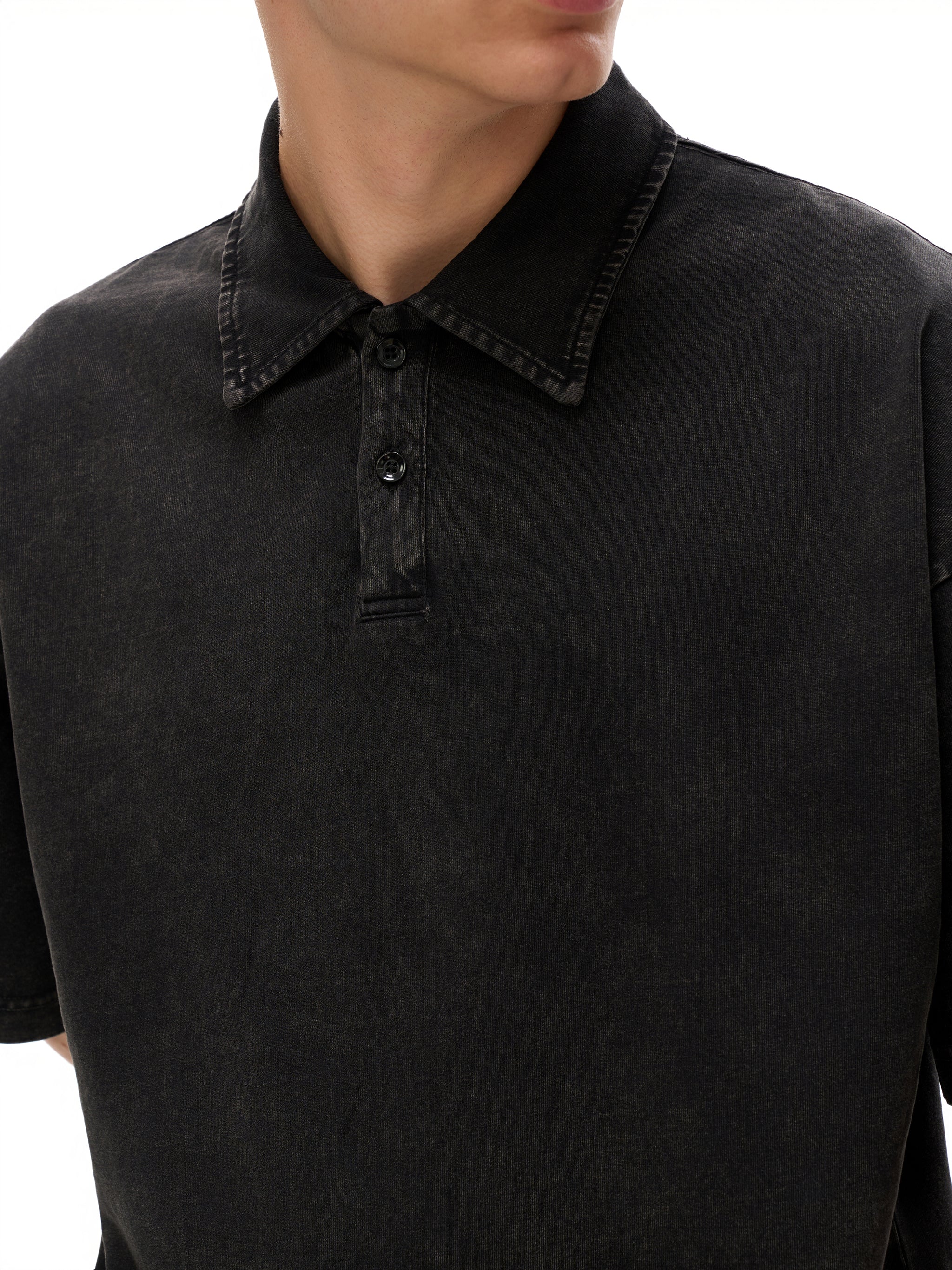 4GVIN "By His Blood" Acid Wash Polo – Charcoal