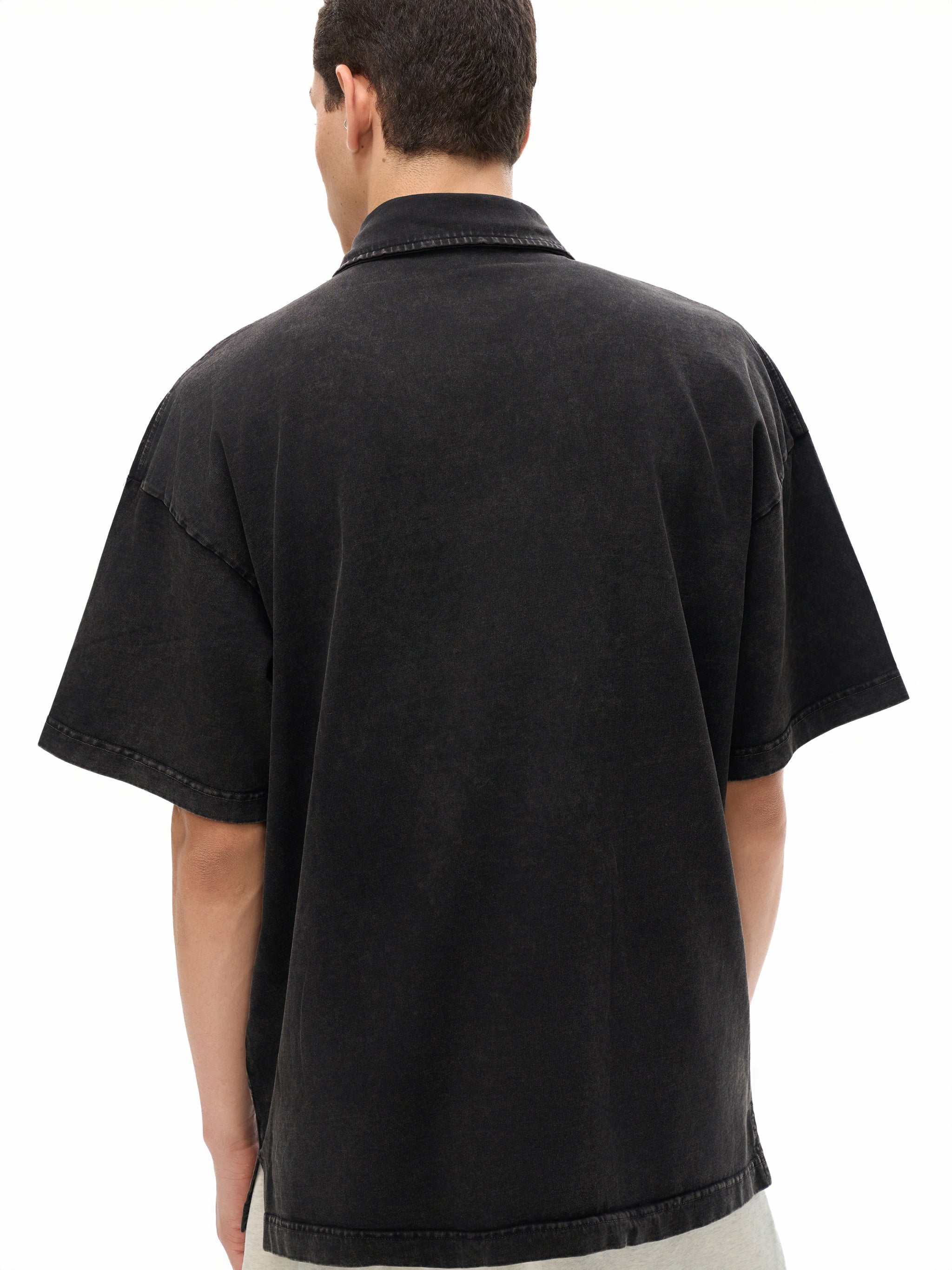 4GVIN "By His Blood" Acid Wash Polo – Charcoal