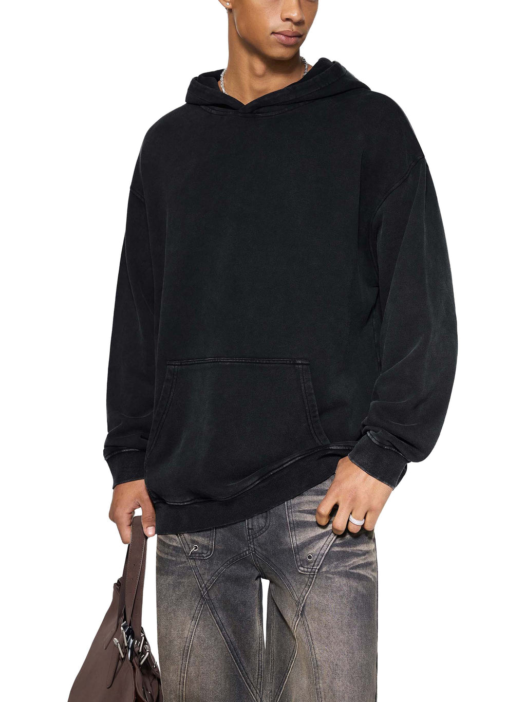 4GVIN ( 5 Panes ) Snow Washed Loose Cotton Hoodie