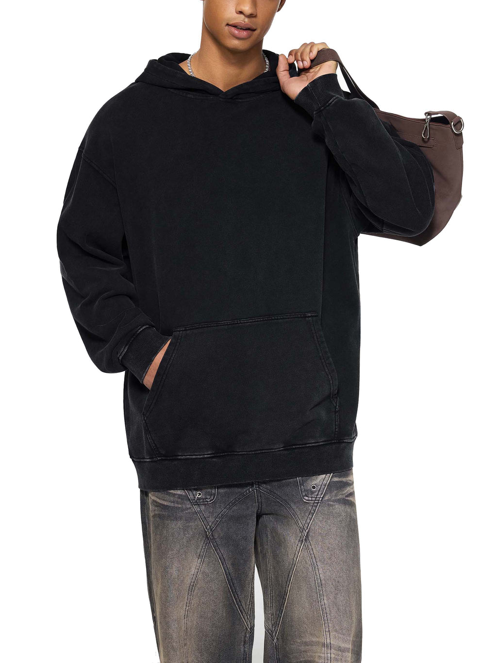 Snow Washed Loose Cotton Hoodie