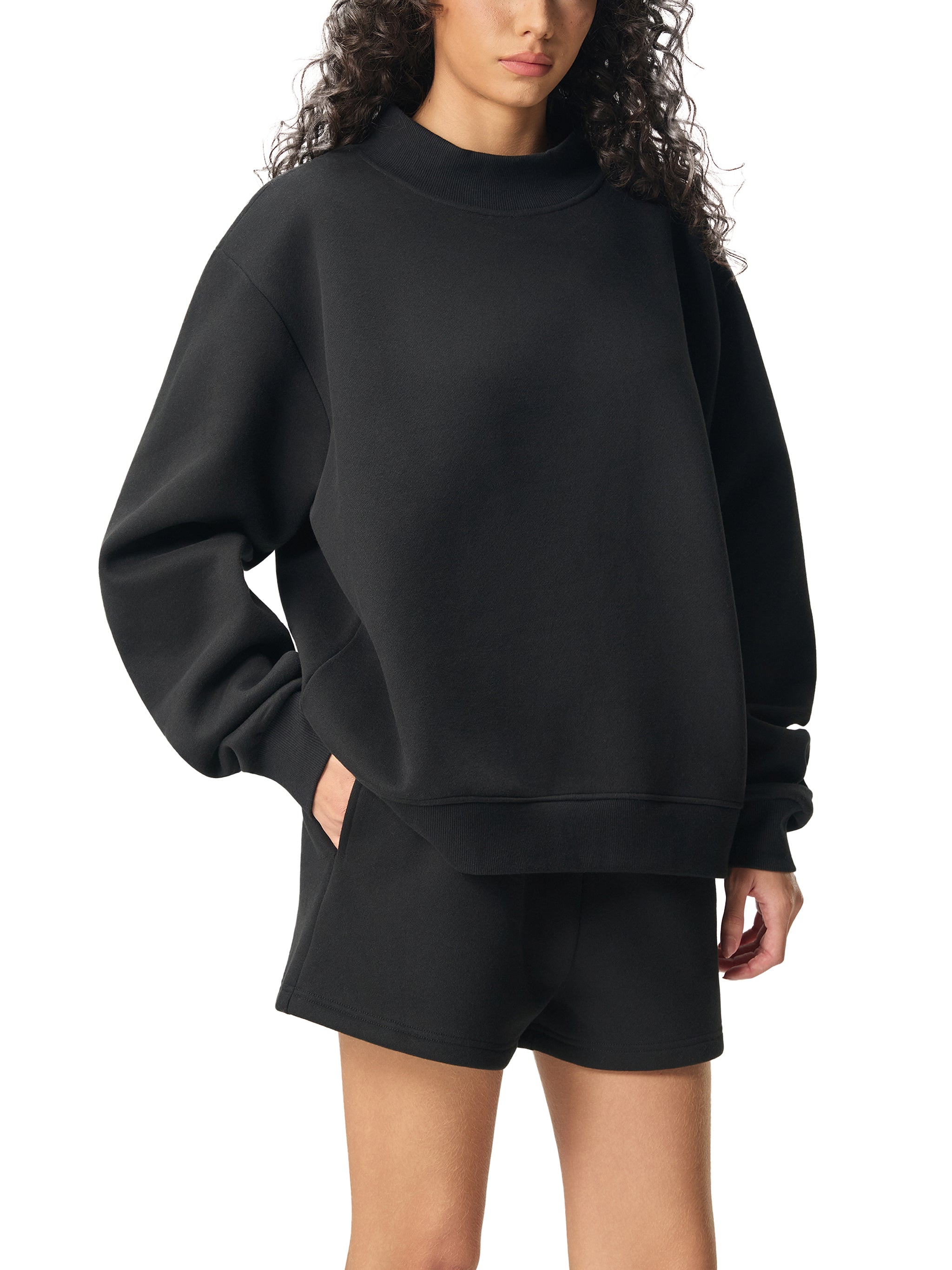 4GVIN " Keep the Faith " Girls Essential Fleece Mock-Neck Crew Sweatshirt