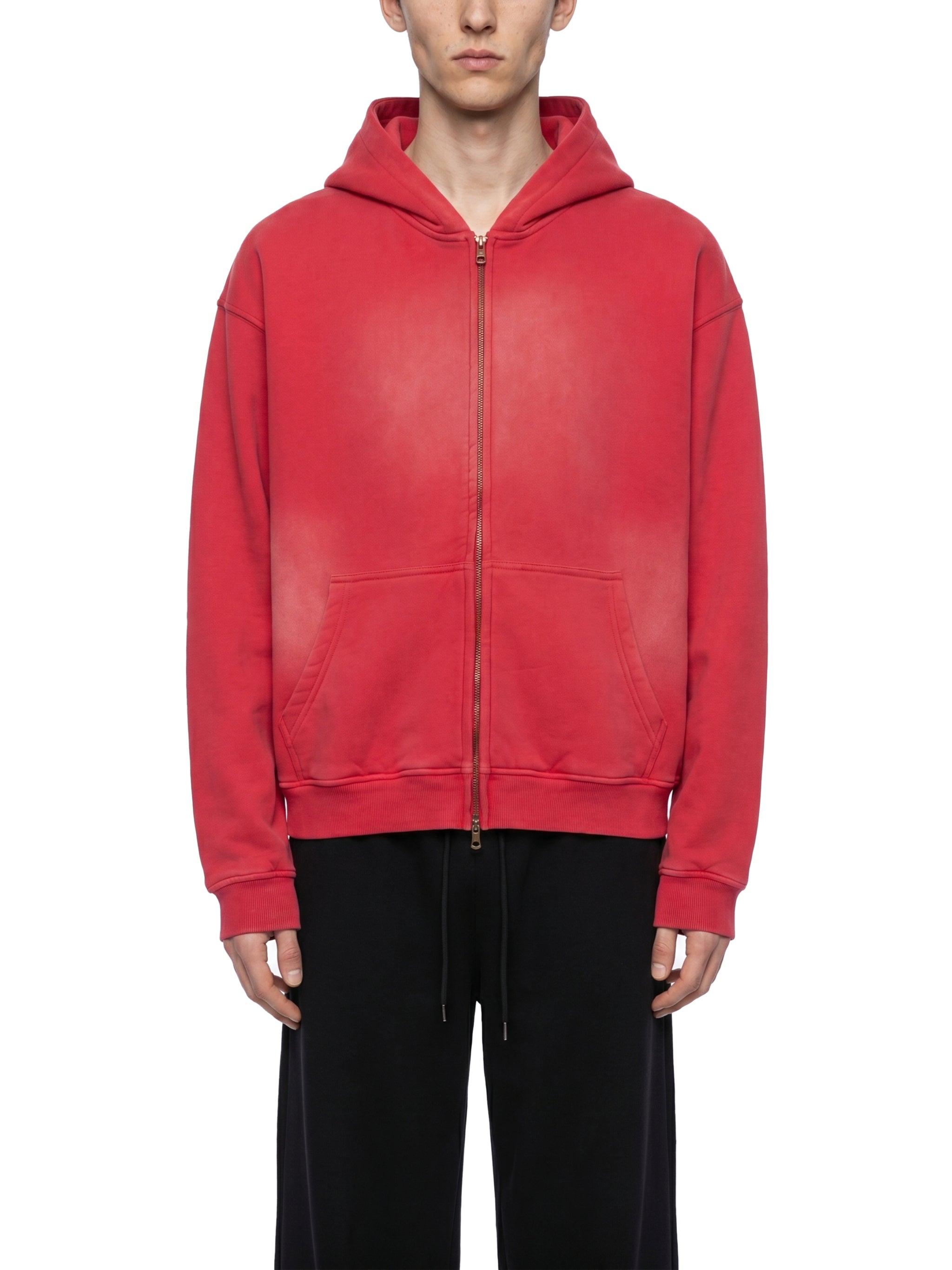 4GVIN ( No Fear ) Sunfade Two-way Zipper Boxy Fleece Hoodie